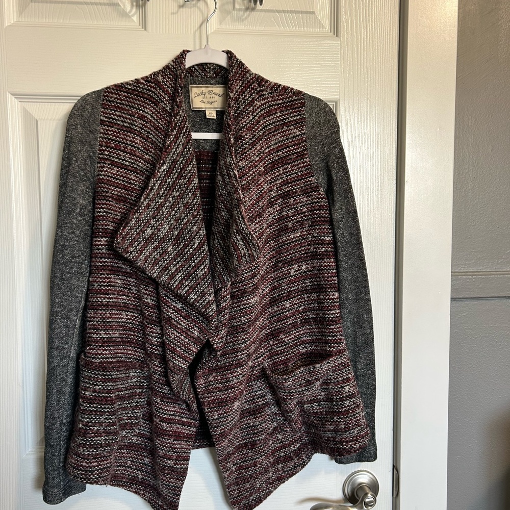 Lucky Brand Gray and Maroon Cardigan